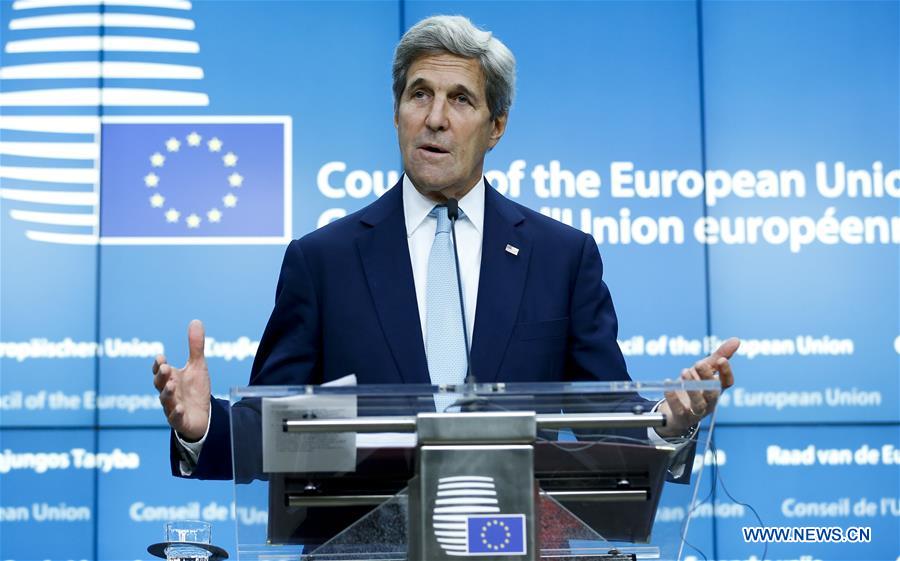 U.S. Secretary of State John Kerry (L) and EU high representative for foreign affairs and security policy Federica Mogherini attend a joint press conference after their meeting ahead of an EU foreign ministers' meeting at its headquarters in Brussels, Belgium, July 18, 2016.
