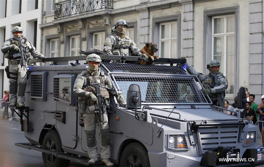 Belgian Special Forces soldiers attend the Military Parade to celebrate Belgium's National Day in Brussels, Belgium, July 21, 2016. 