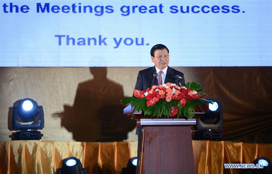 Lao Prime Minister Thongloun Sisoulith addresses the opening ceremony of the ASEAN Foreign Ministers Meeting in Vientiane, Laos, July 24, 2016.
