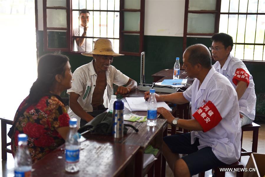 According to statistics of local flood control command center, more than 10,000 people were relocated to 35 temporary shelters in Tianmen