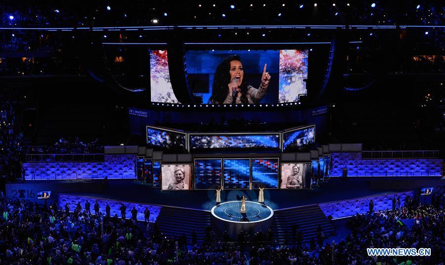 U.S. Democratic Nominee for President Hillary Clinton speaks on the last day of the 2016 Democratic National Convention in Philadelphia, Pennsylvania, the United States, July 28, 2016. 