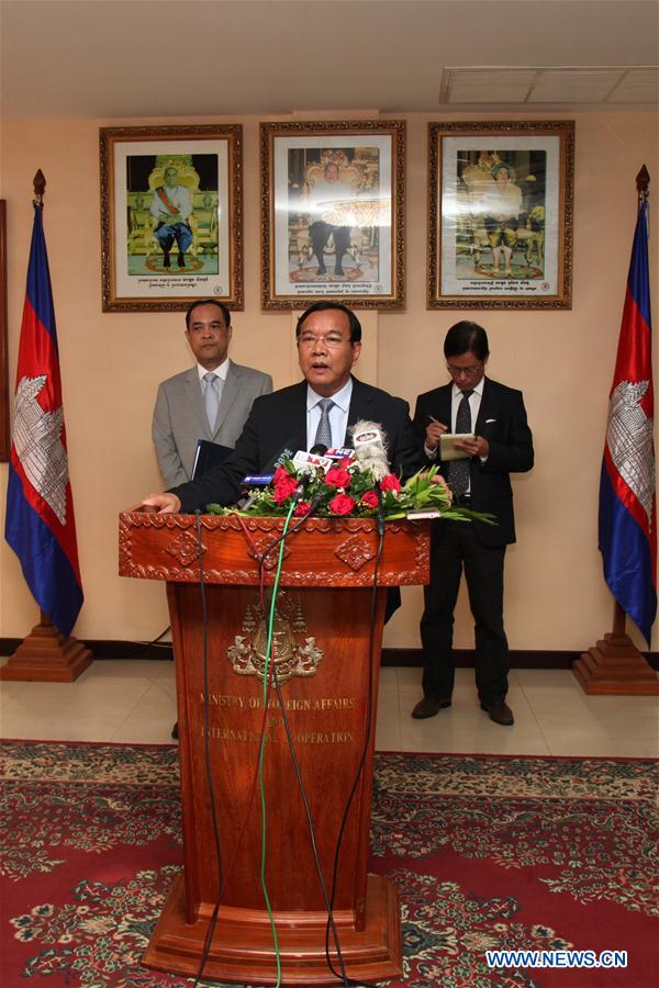 Cambodian Foreign Minister Prak Sokhonn speaks during a press conference in Phnom Penh, Cambodia, July 29, 2016.