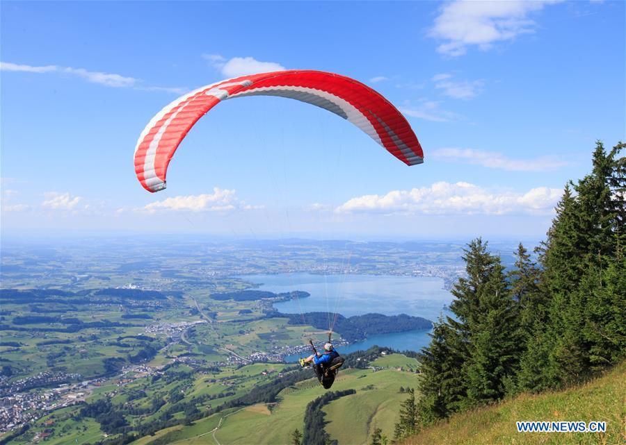 SWITZERLAND-GENEVA-PARAGLIDING