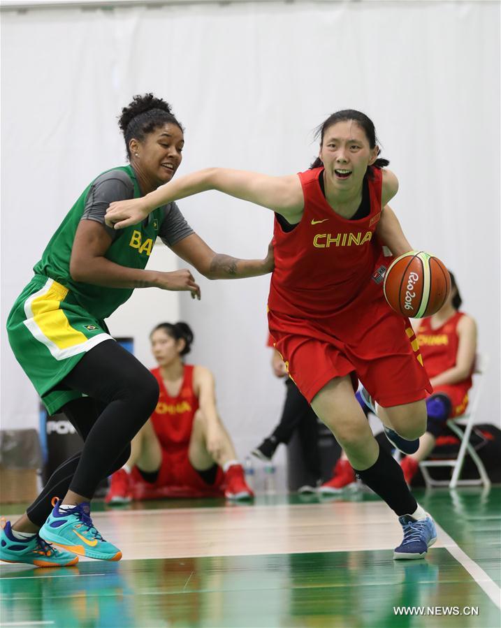 (SP)BRAZIL-RIO DE JANEIRO-OLYMPICS-WOMEN’S BASKETBALL-TRAINING MATCH-CHINA VS BRAZIL