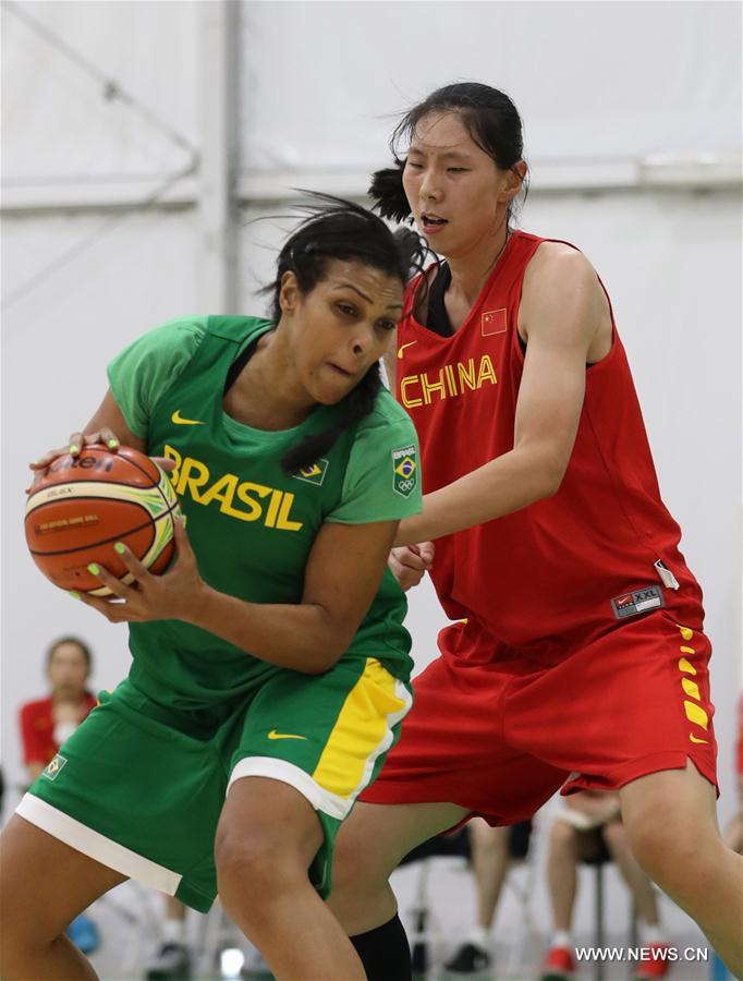 (SP)BRAZIL-RIO DE JANEIRO-OLYMPICS-WOMEN&rsquo;S BASKETBALL-TRAINING MATCH-CHINA VS BRAZIL