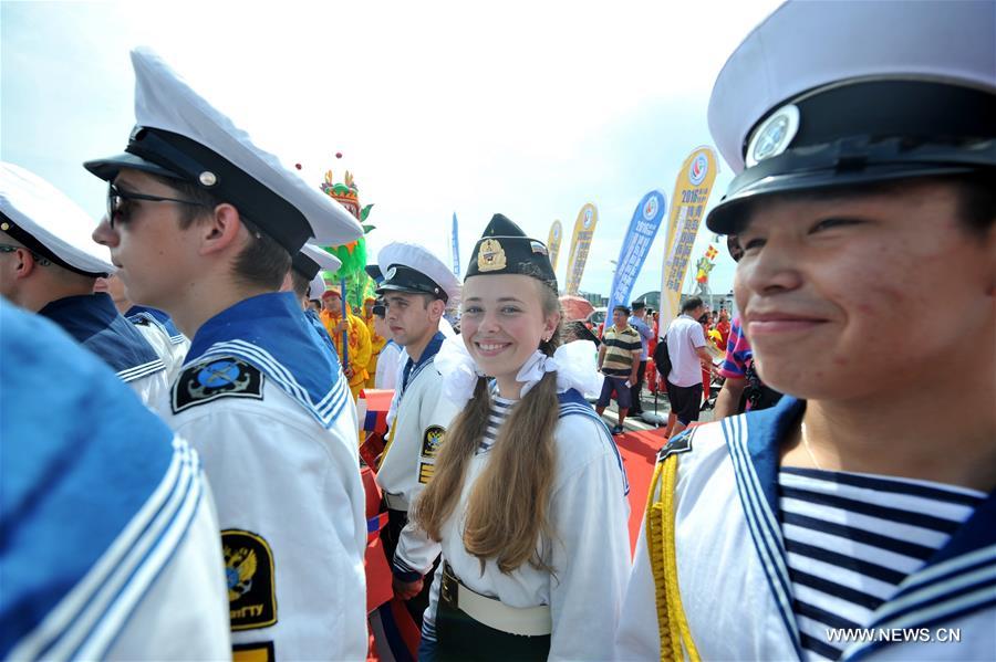 The Pallada, a star sailing vessel in Russia, arrived here to attend the coming 2016 Qingdao International Sailing Week