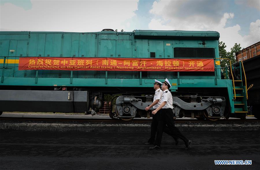 The cargo train left Nantong on Thursday for Afghanistan's Hairatan, marking the start of Central Asia freight train service. The cargo train left Nantong on Thursday for Afghanistan's Hairatan, marking the start of Central Asia freight train service.