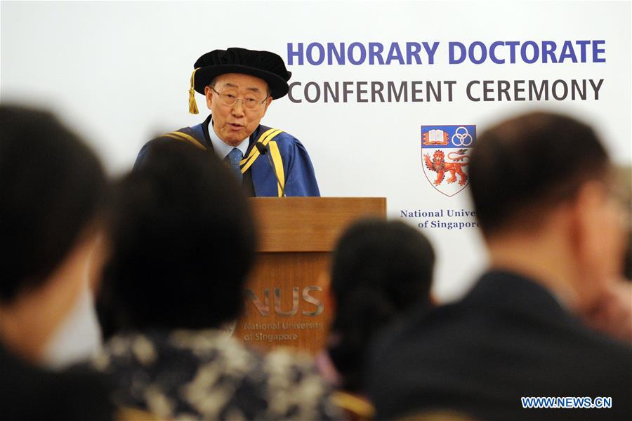 SINGAPORE-BAN KI-MOON-NUS-HONORARY DEGREE OF DOCTOR OF LETTERS-CONFERMENT CEREMONY
