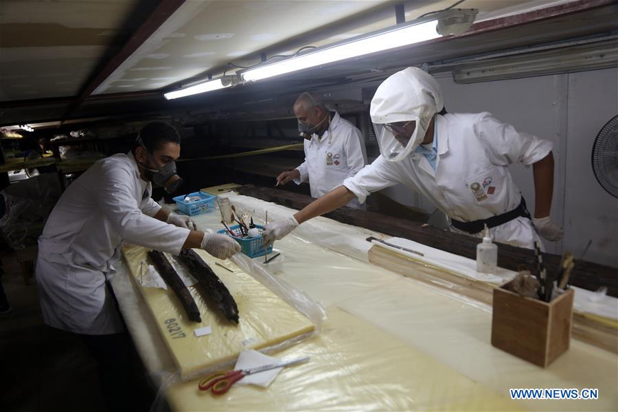 EGYPT-GIZA-ARCHAEOLOGY-KHUFU BOAT