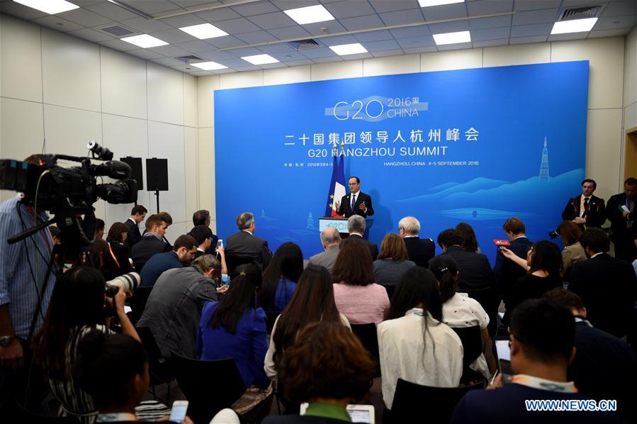 (G20 SUMMIT)CHINA-HANGZHOU-G20-FRENCH PRESIDENT-PRESS CONFERENCE (CN)