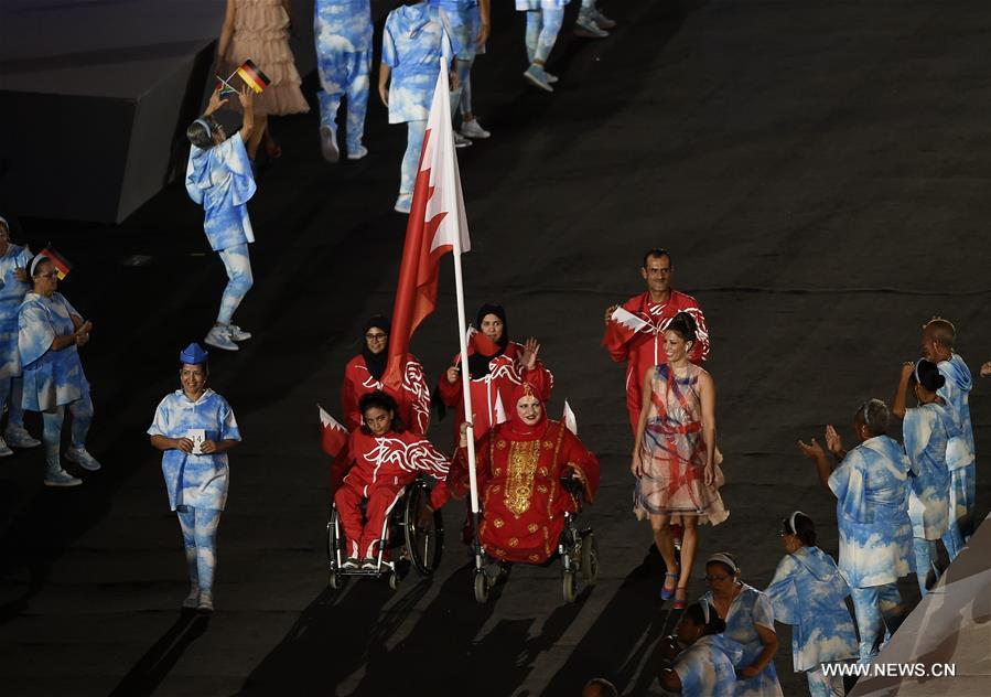 Photo taken on Sept. 7, 2016 shows the opening ceremony of the 2016 Rio Paralympic Games at the Maracana Stadium in Rio de Janeiro, Brazil. (Xinhua/Xiao Yijiu) 