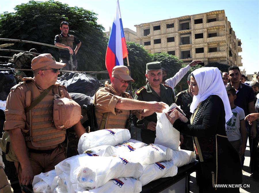 SYRIA-DAMASCUS-RUSSIAN-AID-DISTRIBUTION