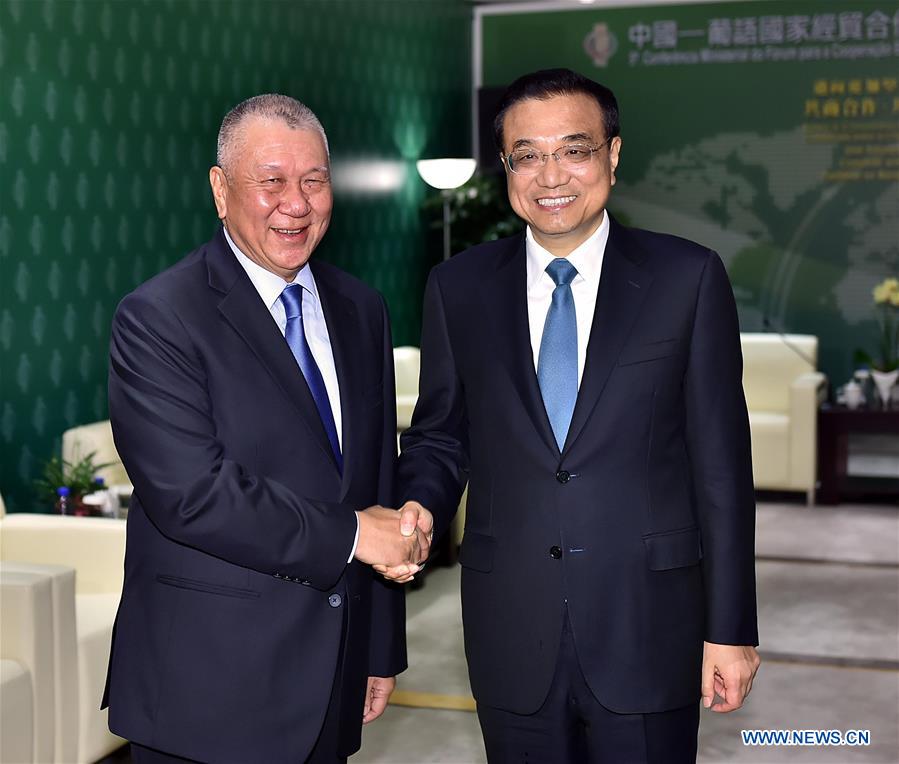 CHINA-MACAO-LI KEQIANG-HO HAU WAH-MEETING (CN)