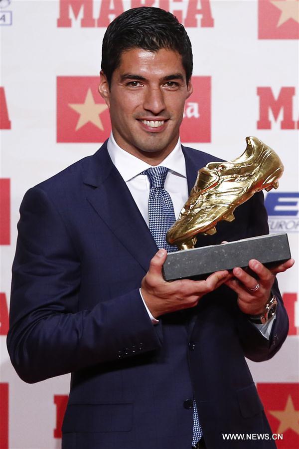 (SP)SPAIN-BARCELONA-LUIS SUAREZ-GOLDEN BOOT