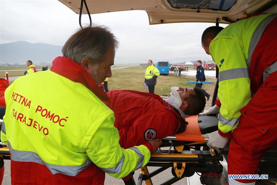 BOSNIA AND HERZEGOVINA-SARAJEVO-AIRPORT-EMERGENCY RESCUE DRILL