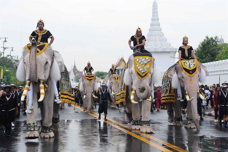 THAILAND-BANGKOK-LATE KING-ALBINO ELEPHANT-PARADE-MOURNING