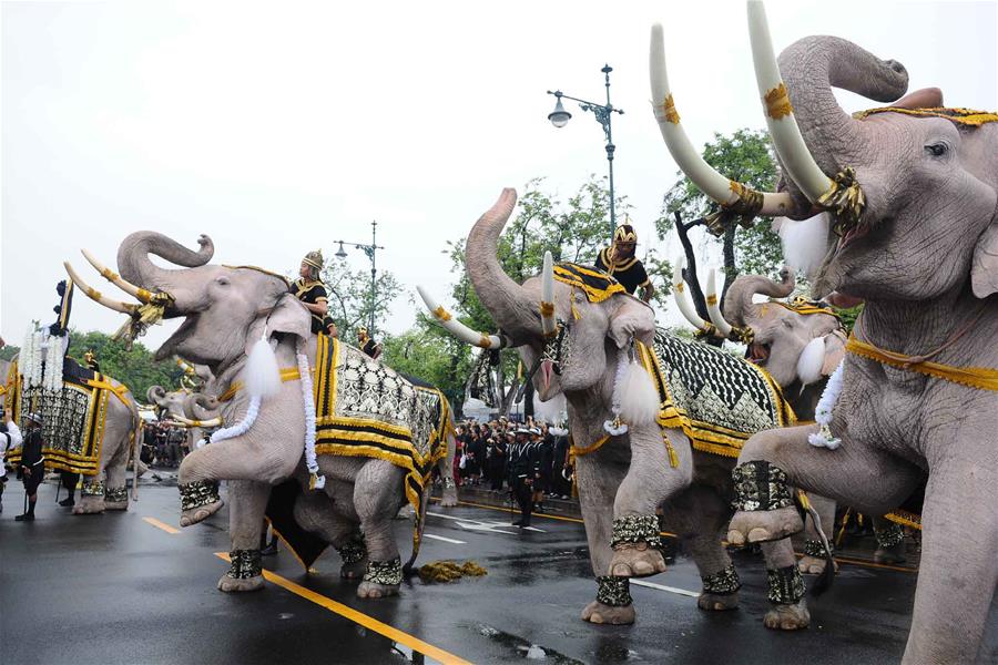 THAILAND-BANGKOK-LATE KING-ALBINO ELEPHANT-PARADE-MOURNING