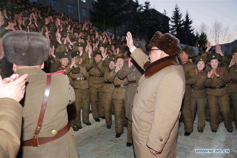 DPRK-KIM JONG UN-LARGE COMBINED UNIT 380 OF KPA-HEADQUARTERS-INSPECT