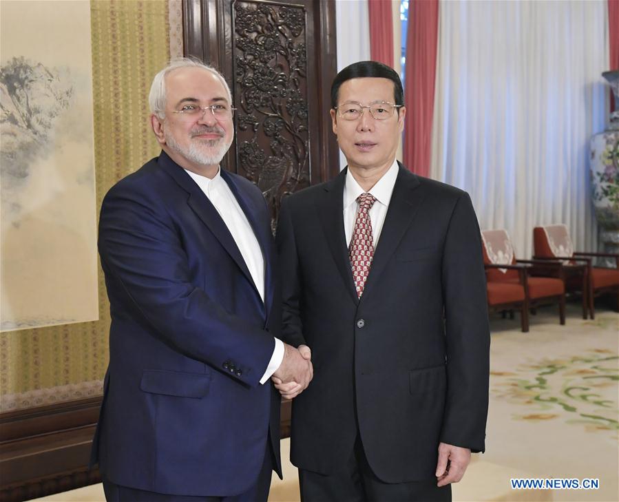CHINA-IRAN-ZHANG GAOLI-ZARIF-MEETING (CN)