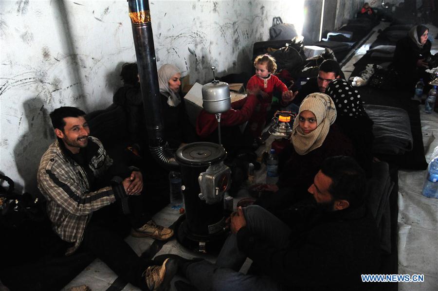 SYRIA-ALEPPO-EVACUATION-SHELTER