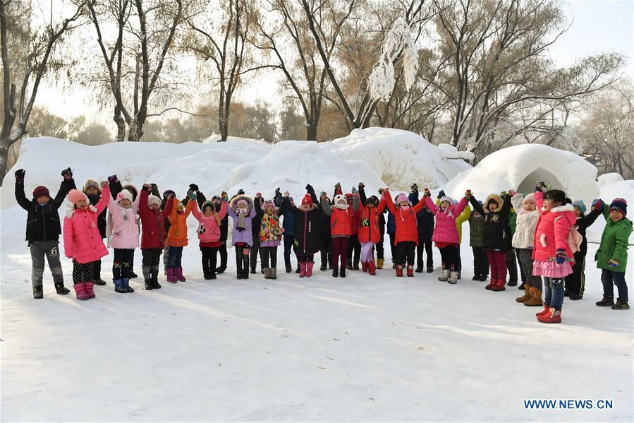 CHINA-HARBIN-CHILDREN OF MIGRANT WORKERS-ICE LANTERN (CN)