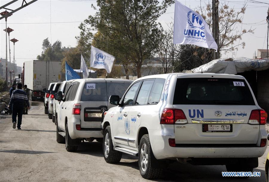 SYRIA-MUADAMIYEH-AID-DELIVERY