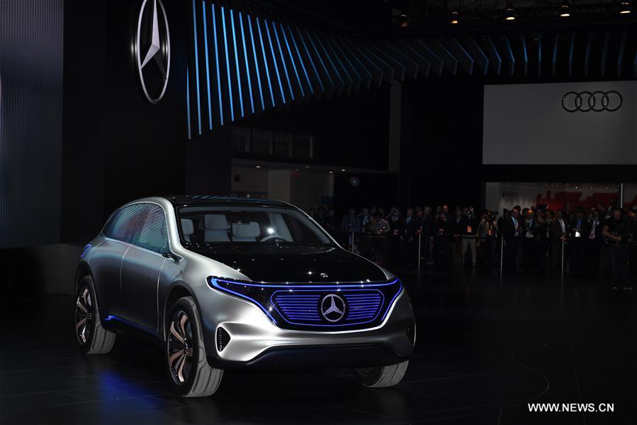 The Mercedes-Benz electric concept SUV EQ is seen during the 2017 North American International Auto Show (NAIAS) in Detroit, the United States, Jan. 9, 2017.