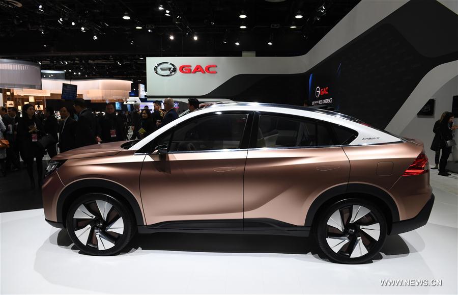 The GAC Enspirit concept hybrid crossover is seen during the 2017 North American International Auto Show (NAIAS) in Detroit, the United States, Jan. 9, 2017. 