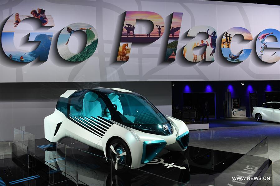 The Toyota FCV Plus hydrogen fuel cell concept vehicle is seen during the 2017 North American International Auto Show (NAIAS) in Detroit, the United States, Jan. 9, 2017