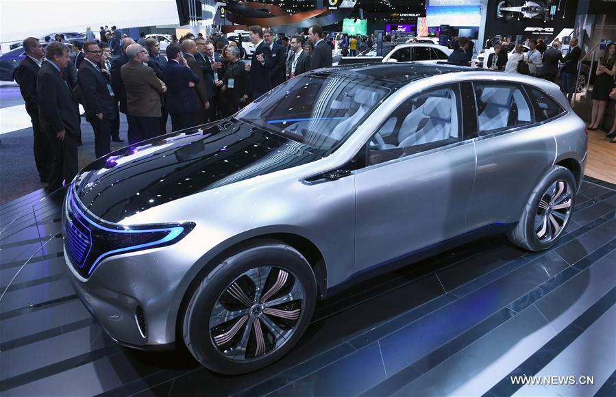 The Mercedes-Benz electric concept SUV EQ is seen during the 2017 North American International Auto Show (NAIAS) in Detroit, the United States, Jan. 9, 2017. The Mercedes-Benz electric concept SUV EQ is seen during the 2017 North American International Auto Show (NAIAS) in Detroit, the United States, Jan. 9, 2017.