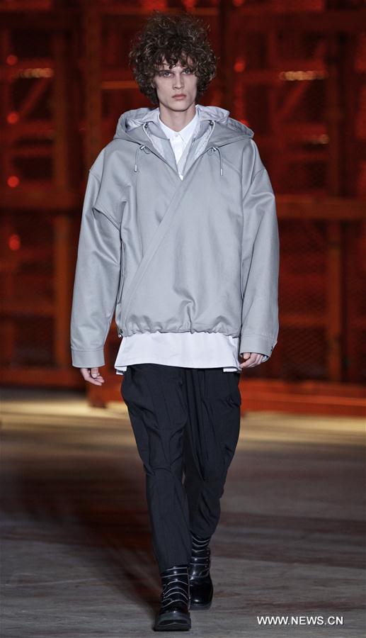 Models present creations of Diesel Black Gold men's Fall-Winter 2017-2018 collection during Milan Fashion Week in Milan, Italy, on Jan. 14, 2017. 