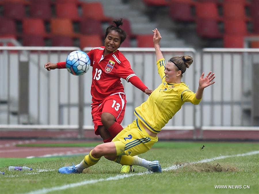 (SP)CHINA-FOSHAN-SOCCER-WOMEN-UKR VS MYA(CN)