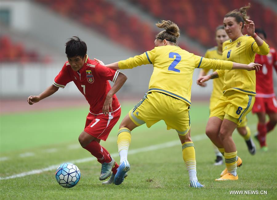(SP)CHINA-FOSHAN-SOCCER-WOMEN-UKR VS MYA(CN)