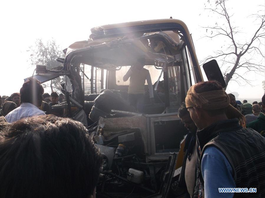 INDIA-ETAH-SCHOOL BUS-TRUCK-COLLISION