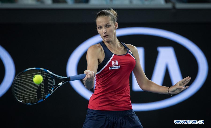 Karolina Pliskova of the Czech Republic returns the ball during the women's singles third round match against Jelena Ostapenko of Latvia at the Australian Open Tennis Championships in Melbourne, Australia, Jan. 21, 2017. Karolina Pliskova won 3-0. (Xinhua/Zhu Hongye) Karolina Pliskova of the Czech Republic returns the ball during the women's singles third round match against Jelena Ostapenko of Latvia at the Australian Open Tennis Championships in Melbourne, Australia, Jan. 21, 2017. Karolina Pliskova won 3-0. (Xinhua/Zhu Hongye)