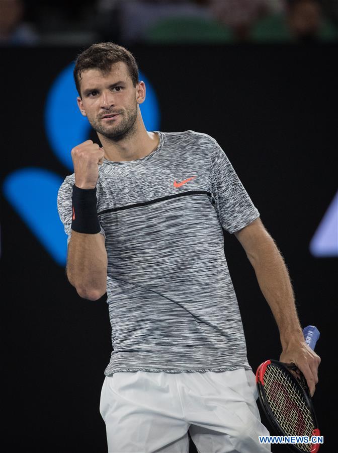 Grigor Dimitrov of Bulgaria celebrates during the men's singles third round match against Richard Gasquet of France at the Australian Open Tennis Championships in Melbourne, Australia, Jan. 21, 2017. Dimitrov won 3-0. (Xinhua/Zhu Hongye) Grigor Dimitrov of Bulgaria celebrates during the men's singles third round match against Richard Gasquet of France at the Australian Open Tennis Championships in Melbourne, Australia, Jan. 21, 2017. Dimitrov won 3-0. (Xinhua/Zhu Hongye)