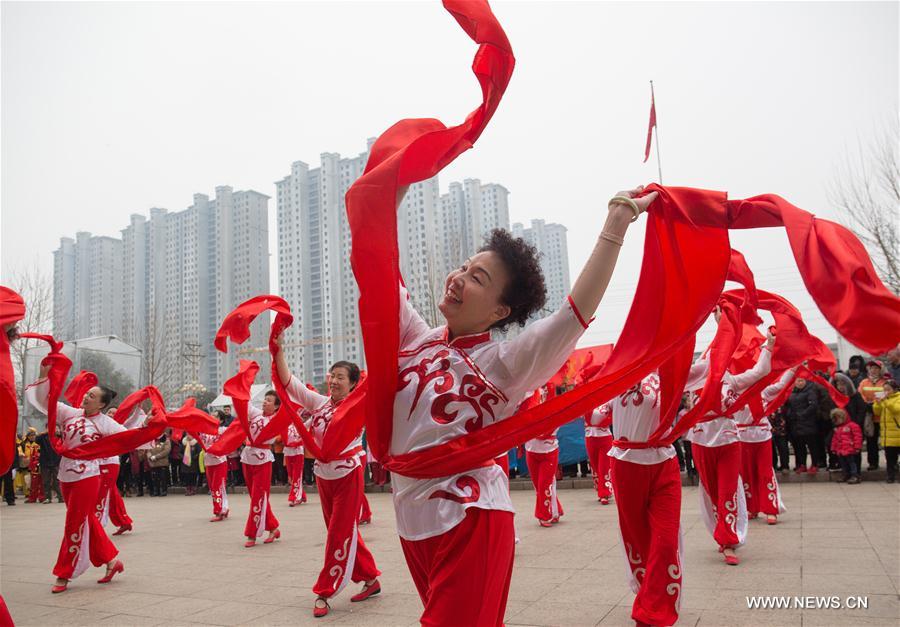 People in China held various celebrations on the day of 'Lichun', meaning the beginning of spring in Chinese People in China held various celebrations on the day of 'Lichun', meaning the beginning of spring in Chinese