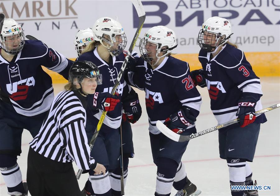 (SP)KAZAKHSTAN-ALMATY-28TH WINTER UNIVERSIADE-ICE HOCKEY-WOMEN-BRONZE MEDAL MATCH-USA VS CHN