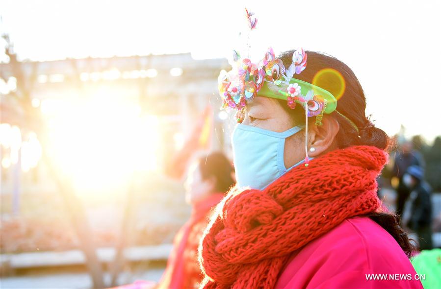 People perform Yangge dance during a festive ritual to pray for a good year at Guanyingzi Village of Mongolian Autonomous County of Fuxin, northeast China's Liaoning Province, Feb. 11, 2017. People perform Yangge dance during a festive ritual to pray for a good year at Guanyingzi Village of Mongolian Autonomous County of Fuxin, northeast China's Liaoning Province, Feb. 11, 2017.
