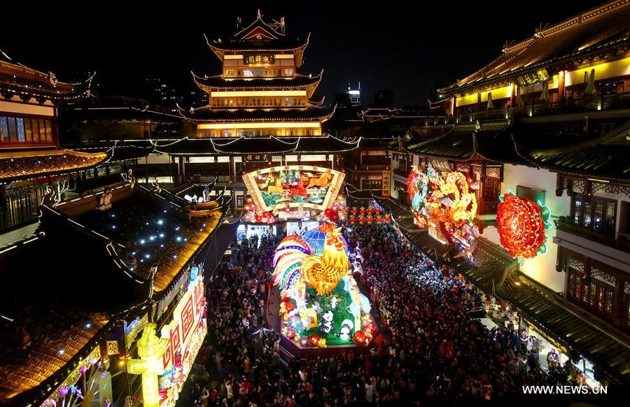 People visit a lantern fair at Yu Garden in Shanghai, east China, Feb. 11, 2017, to celebrate the Lantern Festival.