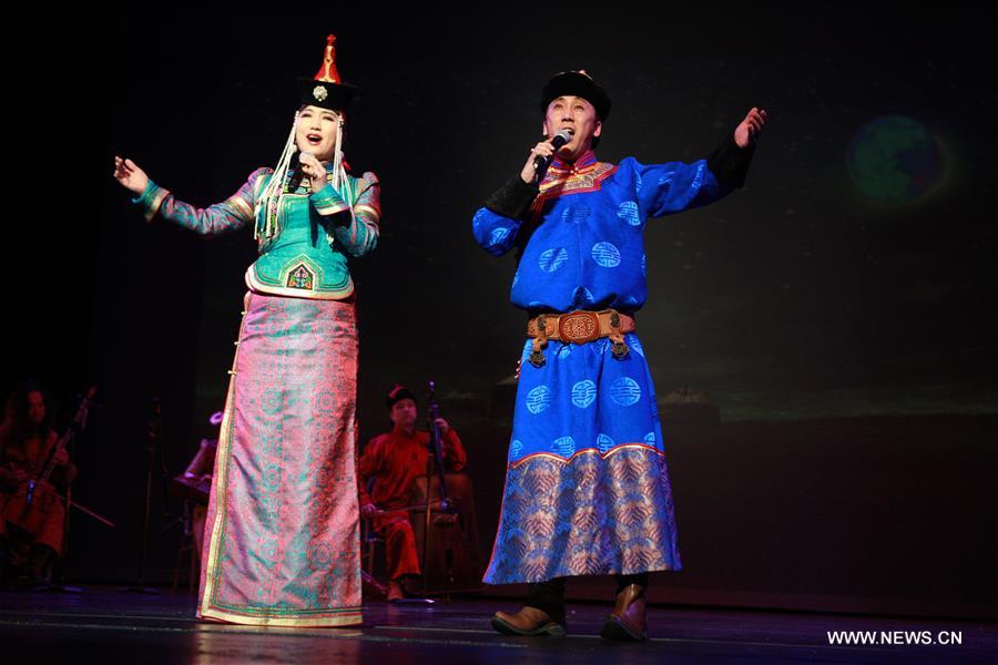 Artists from China's Inner Mongolia Autonomous Region perform during a celebration on the occasion of the Chinese New Year in Houston, Texas, the United States, on Feb. 15, 2017.