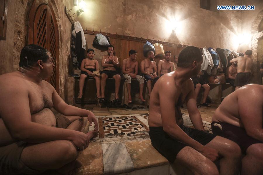 Palestinians relax in Hamam al-Samra, a traditional Turkish steam bath, in Gaza City, on Feb. 15, 2017.