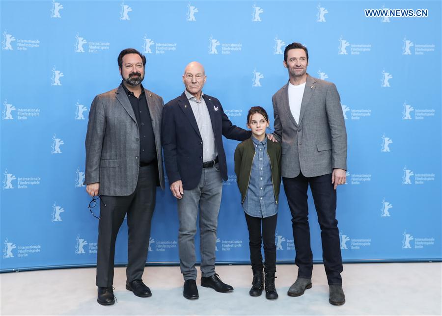 (From L to R) Director James Mangold, actor Patrick Stewart, actress Dafne Keen and actor Hugh Jackman attend a photocall for the film 'Logan' during the 67th Berlinale International Film Festival in Berlin, capital of Germany, on Feb. 17, 2017. 