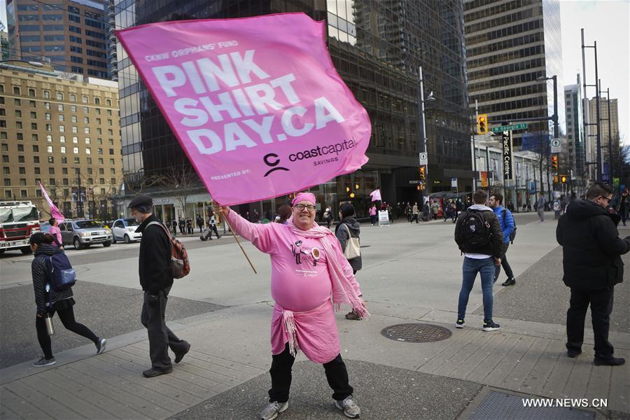 CANADA-VANCOUVER-"PINK SHIRT DAY"-RALLY