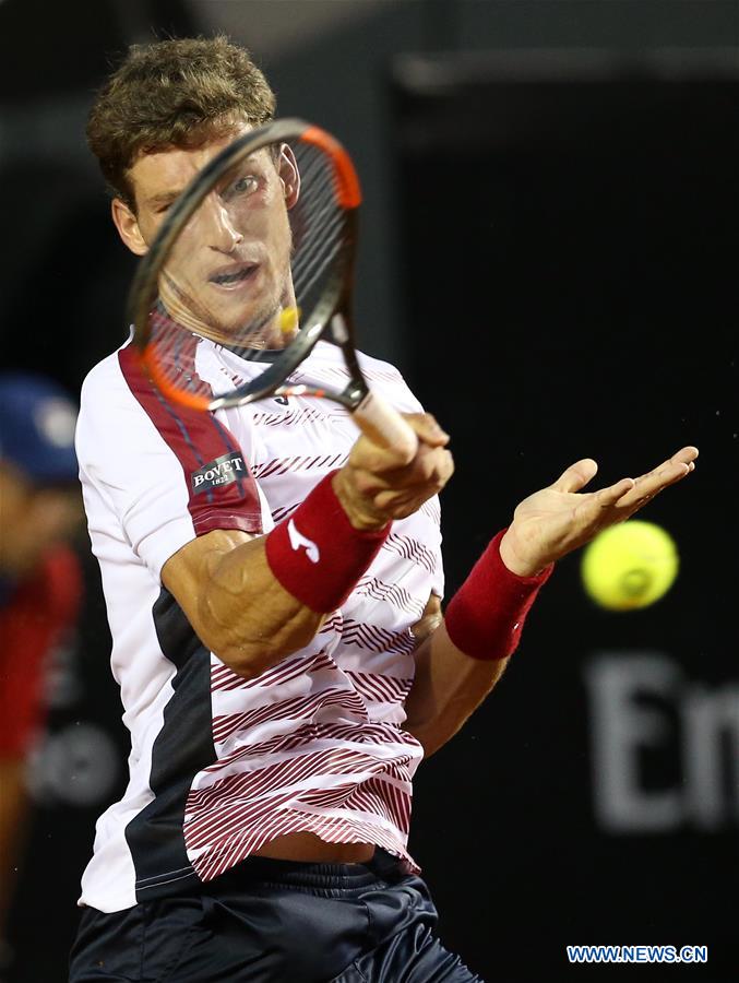 Pablo Carreno Busta of Spain hits a return during the singles final against Dominic Thiem of Austria at the 2017 ATP Rio Open tennis tournament held at the Brazilian Jockey Club in Rio de Janeiro, Brazil, on Feb. 26, 2017. Pablo Carreno Busta lost 0-2. (Xinhua/Li Ming) Pablo Carreno Busta of Spain hits a return during the singles final against Dominic Thiem of Austria at the 2017 ATP Rio Open tennis tournament held at the Brazilian Jockey Club in Rio de Janeiro, Brazil, on Feb. 26, 2017. Pablo Carreno Busta lost 0-2. (Xinhua/Li Ming)