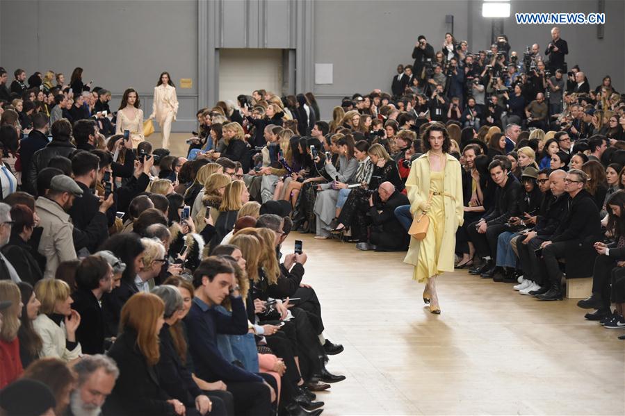 A model presents a creation of Nina Ricci during the Women's Ready-to-Wear Fall Winter 2017/2018 fashion week in Paris, France, on March 4, 2017. 