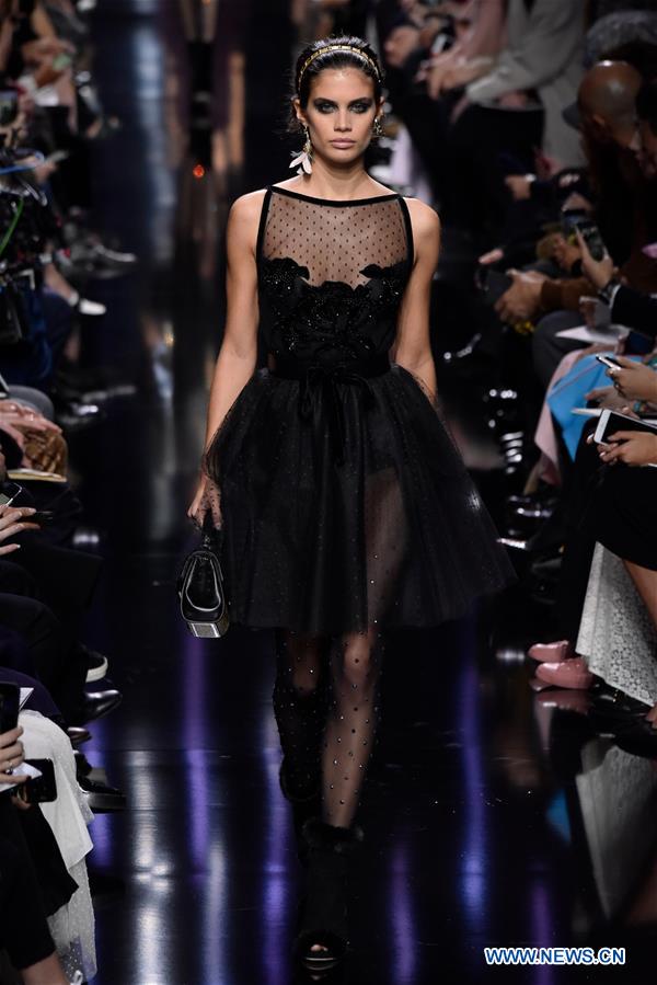 A model presents a creation of Elie Saab during the Women's Ready-to-Wear Fall Winter 2017/2018 fashion week in Paris, France, on March 4, 2017.