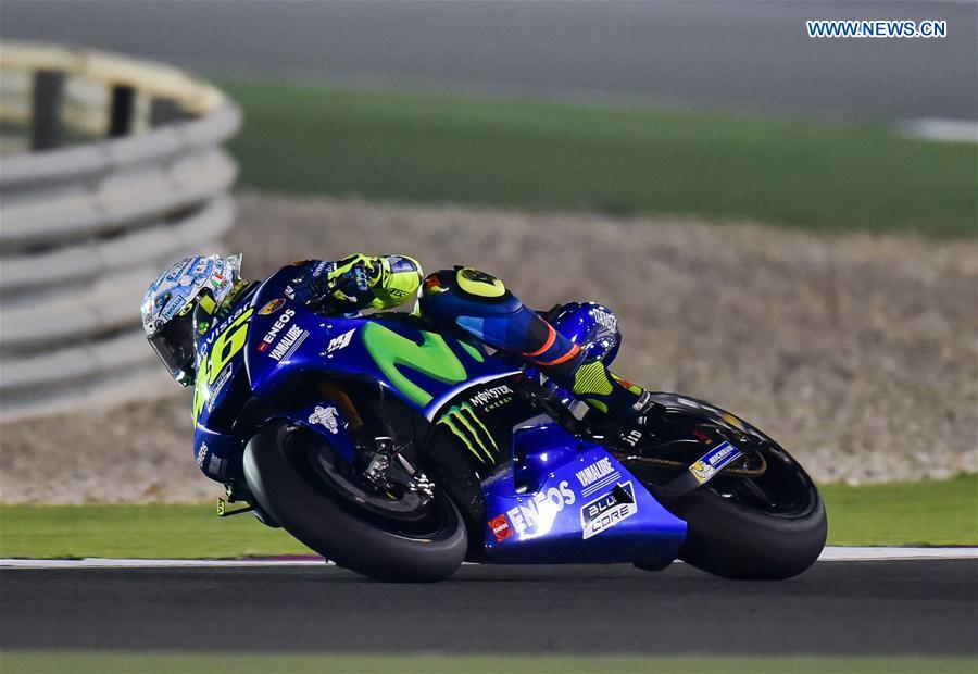 Italian rider Valentino Rossi of Movistar Yamaha MotoGP steers his bike during the pre-season test at the Losail International Circuit in Qatar's capital Doha on March 11, 2017, ahead of Grand Prix of Qatar which will be held from March 23 to 26.
