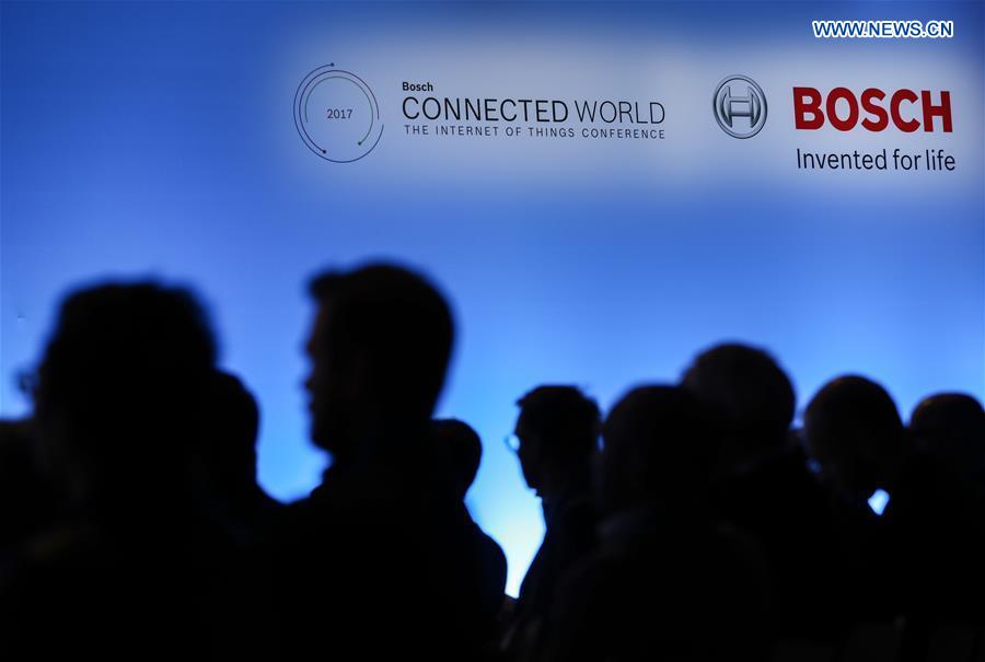 Audiences listen to a keynote speech during the Bosch ConnectedWorld 2017 in Berlin, capital of Germany, on March 15, 2017. Audiences listen to a keynote speech during the Bosch ConnectedWorld 2017 in Berlin, capital of Germany, on March 15, 2017.