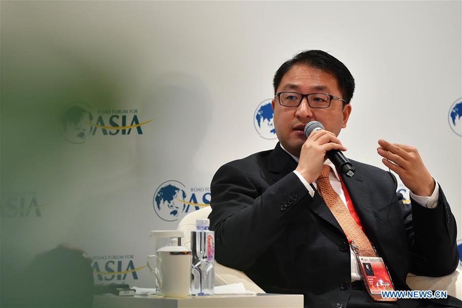 Zhang Xuyang, vice president of China's search engine giant Baidu, addresses the session of 'Asset Securitization: the Good and Bad' during the Boao Forum for Asia Annual Conference 2017 in Boao, south China's Hainan Province, March 24, 2017.